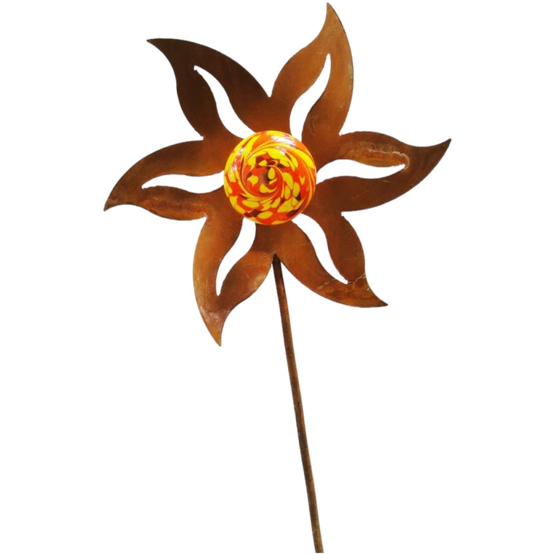 Stecker Blume mit Kugel Rostoptik 100 cm von Weitere