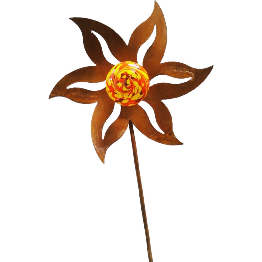 Stecker Blume mit Kugel Rostoptik 150 cm von Weitere