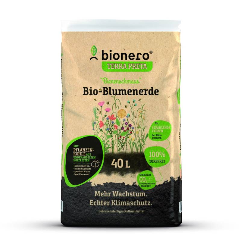 bionero Bio Blumenerde Bienenschmaus 40 L torffrei von bionero