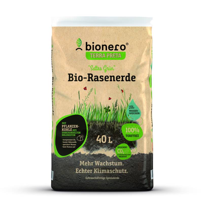 bionero Bio Rasenerde sattes Grün 40 L torffrei von bionero