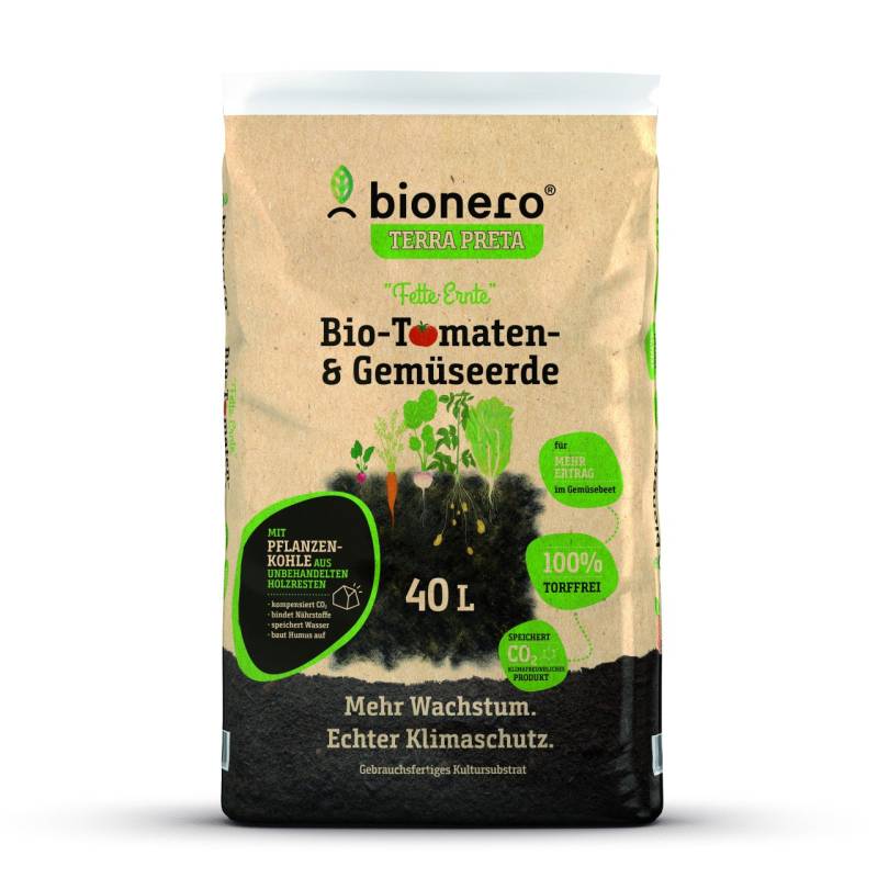 bionero Bio Tomaten- und Gemüseerde fette Ernte 40 L torffrei von bionero