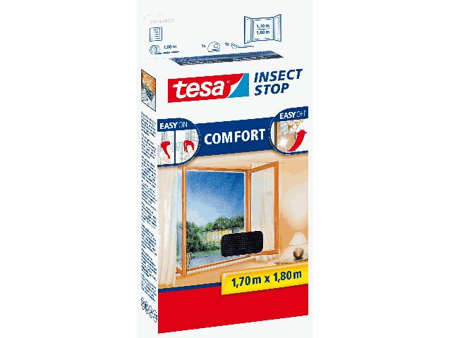 tesa Fliegenschutz-Fenster COMFORT 170 x 180 cm - anthrazit, individuell kürzbar von Weitere