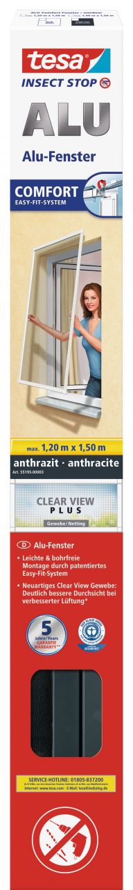 tesa Insektenschutz-Fenster COMFORT 120 x 150 cm anthrazit von Tesa