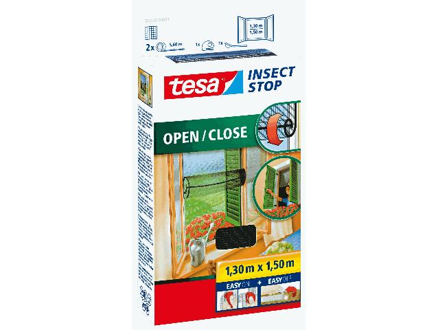tesa Insektenschutz-Fenster Klettband OPEN/CLOSE 130 x 150 cm anthazit von Tesa