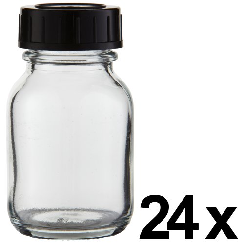 24 x Weithalsflasche 50ml Klarglas inkl. Schraubverschluss mit Dichtungsscheibe *** Weithalsflaschen, Schraubgläser, Weithalsgläser, Glasdosen, Allzweckgläser, Haushaltsgläser, Weithalsglas, Schraubglas, Allzweckglas, Haushaltsglas *** von Weithalsflaschen