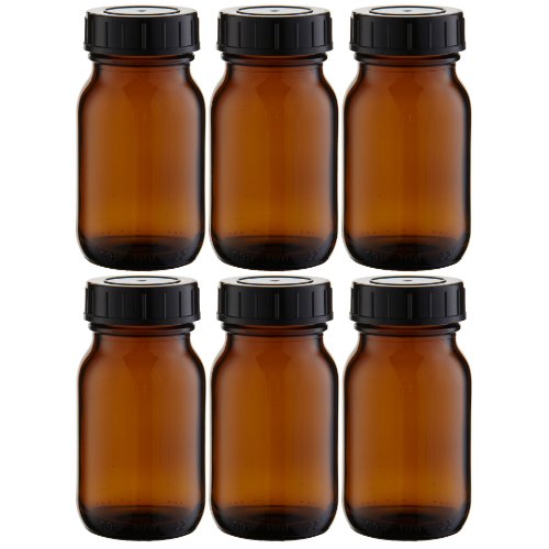 6 x Weithalsflasche 100ml Braunglas inkl. Schraubverschluss mit Dichtungsscheibe *** Weithalsflaschen, Schraubgläser, Weithalsgläser, Braunglasflaschen, Glasdosen, Allzweckgläser, Haushaltsgläser, Weithalsglas, Schraubglas, Allzweckglas, Haushaltsglas *** von Weithalsflaschen