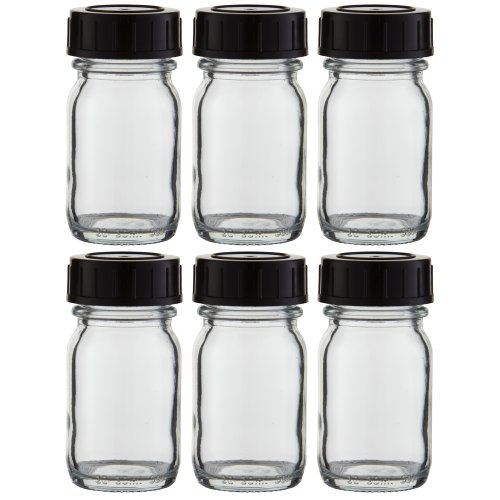 Weithalsflaschen 6 x 30ml Klarglas inkl. Schraubverschluss mit Dichtungsscheibe - Schlicht und Funktional - Flasche - Behälter - 75.5 mm von Weithalsflaschen