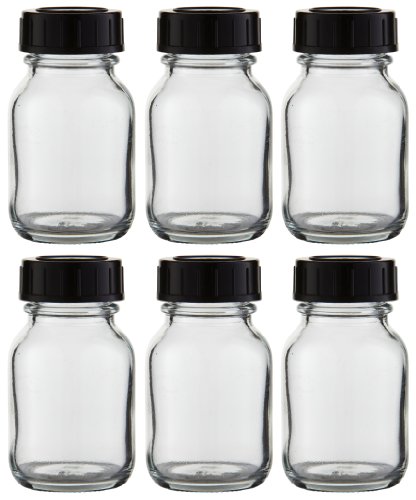Weithalsflaschen 6 x 50ml Klarglas inkl. Schraubverschluss mit Dichtungsscheibe - Schraubgläser, Allzweckgläser, Haushaltsgläser - Mittelgroß, Schlicht von Weithalsflaschen
