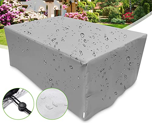 Abdeckung für Gartenmöbel Multi-Größe Abdeckhaube für Gartenmöbel und für rechteckige Sitzgarnituren Regenschutz und Staubfest Anti-UV Schwerlast 600D -Oxford Gewebe Silber 140x130x85cm von Weiwei Art