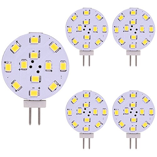 Weixuan G4 LED Birne, 35 Watt Äquivalent, Bi-Pin LED Scheibe, JC Seite Pin, 12V-24V AC/DC Niedervolt, CRI> 85, 350 Lumen, Packung 5 (warmwhite) von Weixuan