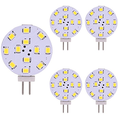 Weixuan G4 LED Birne, 35 Watt Äquivalent, Bi-Pin LED Scheibe, JC Seite Pin, 12V-24V AC/DC Niedervolt, CRI> 85, 350 Lumen, Packung 5 (white) von Weixuan