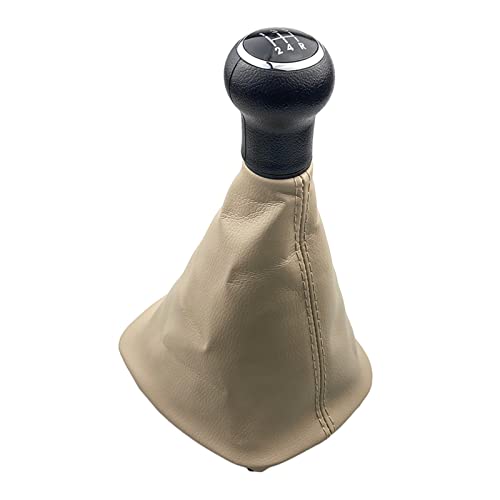 Weixxoai Auto-Schaltknauf-Adapter 5/6 für Geschwindigkeit PU Leder Pfirsich Holz Griff Schaltknauf Leder Gamasche Boot Abdeckung Fall Haut Für VW Für passat B5 B5.5 Auto Styling(5 Speed Beige) von Weixxoai