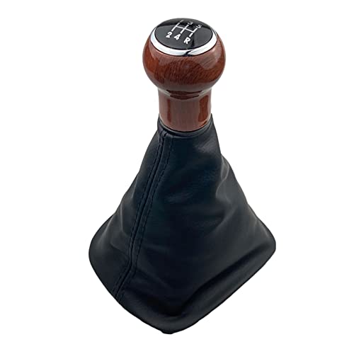 Weixxoai Auto-Schaltknauf-Adapter 5/6 für Geschwindigkeit PU Leder Pfirsich Holz Griff Schaltknauf Leder Gamasche Boot Abdeckung Fall Haut Für VW Für passat B5 B5.5 Auto Styling(5 Speed Black 3) von Weixxoai