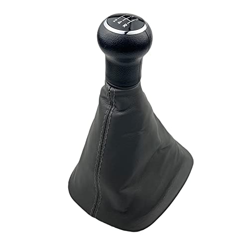 Weixxoai Auto-Schaltknauf-Adapter 5/6 für Geschwindigkeit PU Leder Pfirsich Holz Griff Schaltknauf Leder Gamasche Boot Abdeckung Fall Haut Für VW Für passat B5 B5.5 Auto Styling(5 Speed Black 7) von Weixxoai