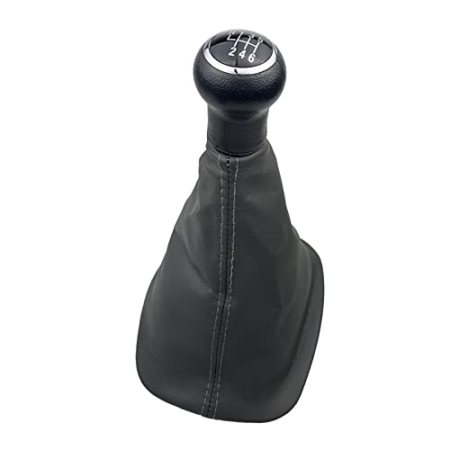Weixxoai Auto-Schaltknauf-Adapter 5/6 für Geschwindigkeit PU Leder Pfirsich Holz Griff Schaltknauf Leder Gamasche Boot Abdeckung Fall Haut Für VW Für passat B5 B5.5 Auto Styling(6 Speed Black 2) von Weixxoai