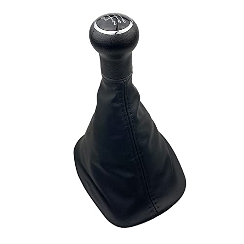 Weixxoai Auto-Schaltknauf-Adapter 5/6 für Geschwindigkeit PU Leder Pfirsich Holz Griff Schaltknauf Leder Gamasche Boot Abdeckung Fall Haut Für VW Für passat B5 B5.5 Auto Styling(6 Speed Black 8) von Weixxoai