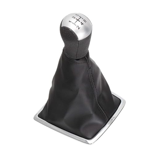Weixxoai Auto-Schaltknauf-Adapter 5 für Gang-Schaltknauf, PU-Leder, Gamasche, Kofferraumabdeckung für Focus 2 MK II 2005–2011(Silber) von Weixxoai