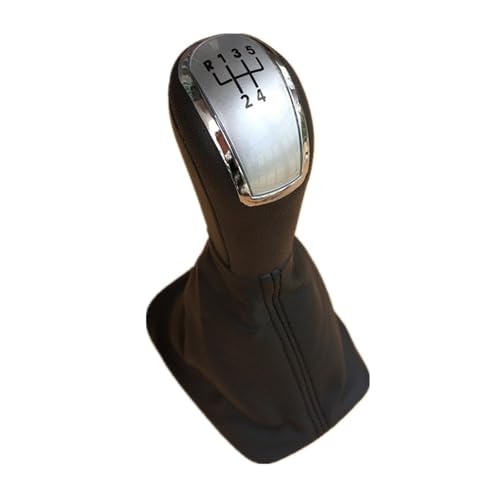 Weixxoai Auto-Schaltknauf-Adapter 5 für Speed ​​Auto-Schaltknauf, Leder-Gamaschenmanschette für Fabia MK1 2000–2008, Auto-Styling(Silber) von Weixxoai