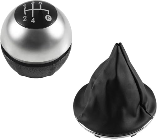 Weixxoai Auto-Schaltknauf-Adapter Für Fiat 500 500C 2007-2018 Schaltknauf Gamasche Boot Abdeckung Fall(2pcs Silver 5 speed) von Weixxoai
