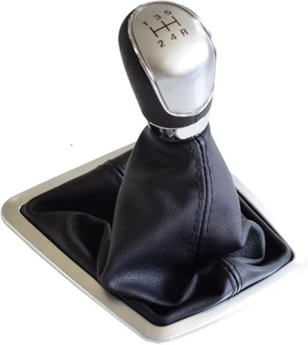 Weixxoai Auto-Schaltknauf-Adapter Für Ford Für Focus 2 MK2 FL C-MAX MK3 für MK4 MK7 Für Galaxy MT 5/6-Gang-Schaltknauf Hebelmanschette Lederbezug(Silver-5 Speed) von Weixxoai