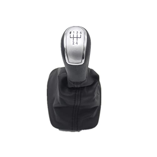 Weixxoai Auto-Schaltknauf-Adapter Für Skoda Für Fabia MK1 1999 2000 2001 2002 2003 2004 2005 2006 2007 2008 5 Für Geschwindigkeit Getriebe stick Schaltknauf Leder Boot(Silber) von Weixxoai