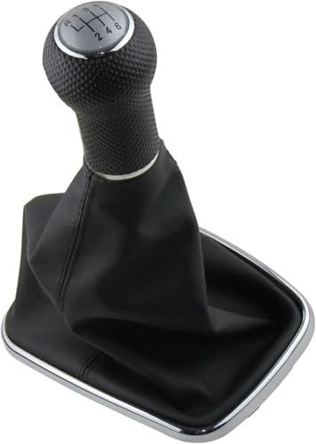 Weixxoai Auto-Schaltknauf-Adapter Für VW Für Passat B6 B7 CC 3C Für Golf 7 Für Bora 5/6-Gang-Schaltgetriebe Schaltknauf für mit Gaitor-Leder-Boot-Cover-Stick-Hebel(6 Speed Silver) von Weixxoai