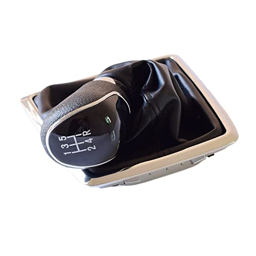 Weixxoai Auto-Schaltknauf-Adapter LederABS Kunststoff 5/6 für Speed ​​MT Schaltknauf für mit schwarzer staubdichter Abdeckung für Focus 2 MK2 für Fiesta für Kuga 2008 2009 2010(Black-5Speed) von Weixxoai