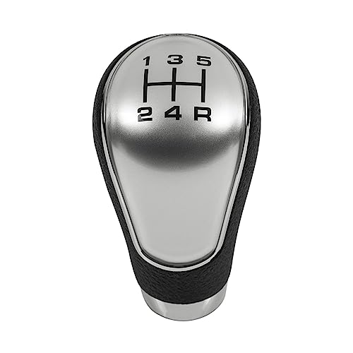 Weixxoai Auto-Schaltknauf-Adapter Schaltknauf Hebel Shifter Kopf Auto Styling Zubehör Für Mazda 2/3/323/6/3 BK 2004 2005 2006 2007 2008 2009 2010 2011 2012(5 Speed Silver) von Weixxoai