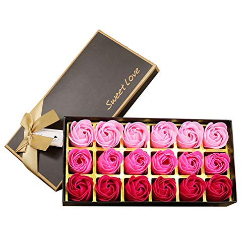 18 Stück Seife Rose Blume – Flora Duft Seife Rose Blume – Pflanze ätherisches Öl Seife, Geschenk für Jahrestag/Geburtstag/Hochzeit/Valentinstag/Muttertag Geschenk-Box von Weiye