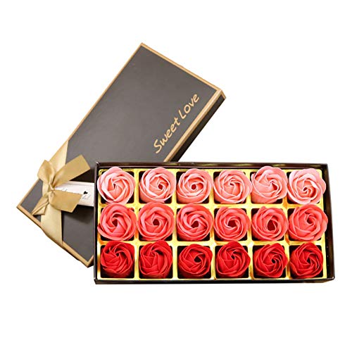 18 Stück Seife Rose Blume – Flora duftende Seife Rose Blume – Pflanzen-Seife, Geschenk für Jahrestag/Geburtstag/Hochzeit/Valentinstag Box von Weiye