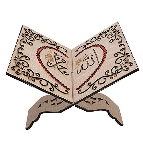 Weiyiroty Koranhalter Dekoration Koran Bücherregal - Retro Koran Halter Koran Stand Dekoration Holz Rote Strasssteine Muslimischer Lese-bücherregalständer ​​für Home Decoration von Weiyiroty