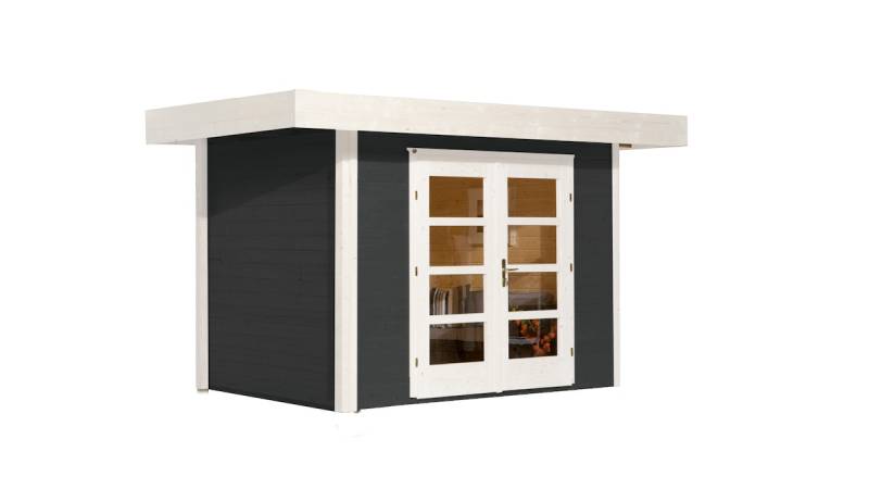 Weka 28 mm Designhaus 126+ mit extra hoher Tür - 28 mm anthrazit Designhaus Gr. 1 (295 x 210 cm) - 50 % Rabatt auf Dacheindeckung von Weka