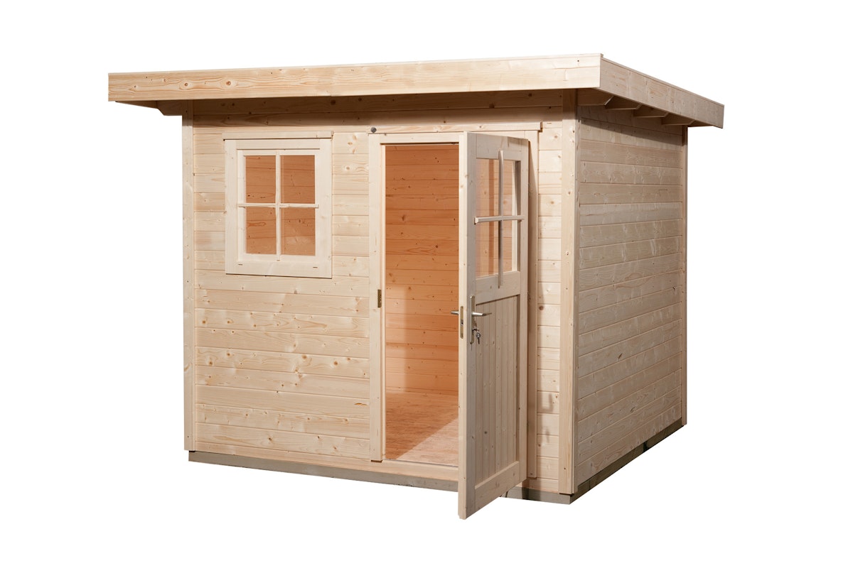 Weka 28 mm Gartenhaus 170 mit Vordach 170 Gr. 2 (235 x 240 cm) - 50 % Rabatt auf Dacheindeckung von Weka