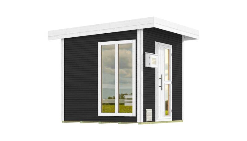Weka Blockbohlen Saunahaus Kuopio - 45 mm Blockbohlenanthrazit Inkl. bodentiefem Fenster Ohne Ofen von Weka