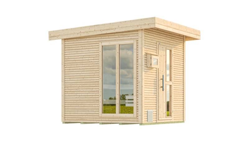 Weka Blockbohlen Saunahaus Kuopio - 45 mm Blockbohlennaturbelassen Inkl. bodentiefem Fenster Ohne Ofen von Weka