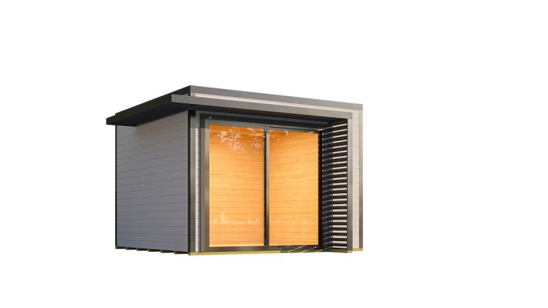 Weka Design Gartenhaus Pure Garden Amberley mit Aluminium-Schiebetür - 28 mm grau/anthrazit Ohne Fenster 300 x 300 cm von Weka