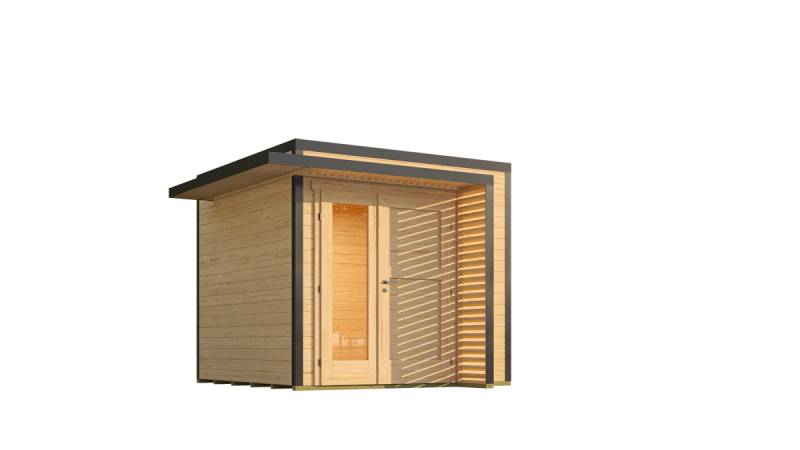 Weka Design Gartenhaus Pure Garden Amberley mit Design-Doppeltür - 28 mm naturbelassen B 250 x T 250 cm (Gr. 1) von Weka