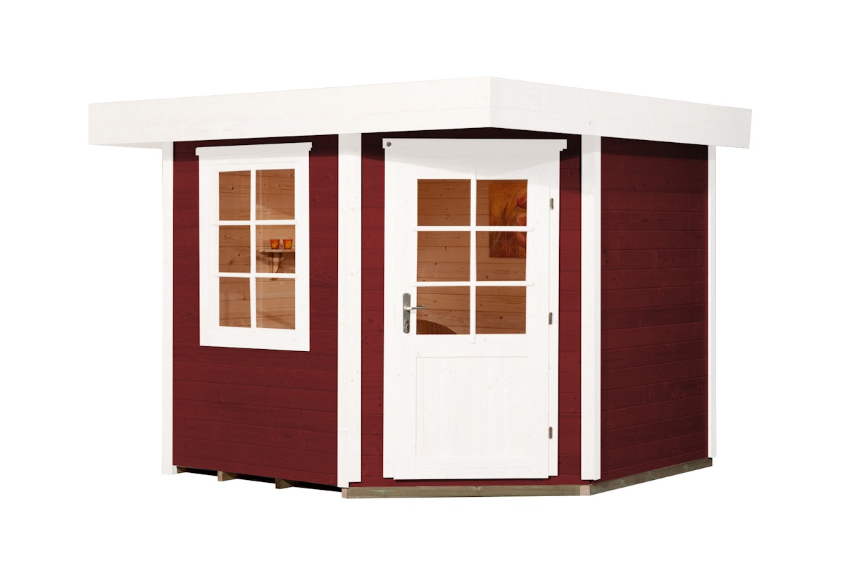 Weka Designhaus 213+ mit extra hoher Tür - 28 mm schwedenrot Designhaus 213 Gr. 1 (238 x 238 cm) - 50 % Rabatt auf Dacheindeckung von Weka