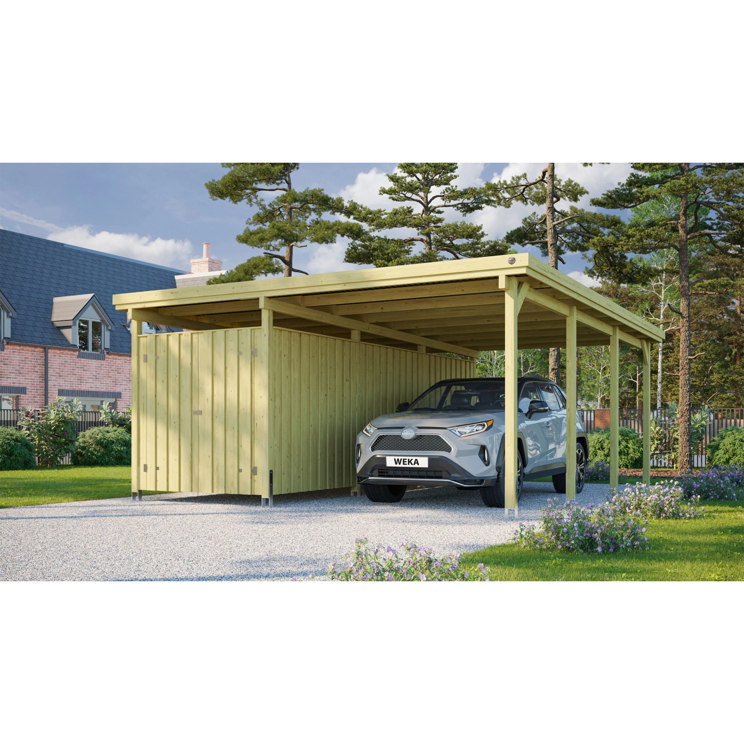 Weka Einzelcarport 607 Gr.3 inkl. XXL Geräteraum 512 cm x 579 cm von WEKA