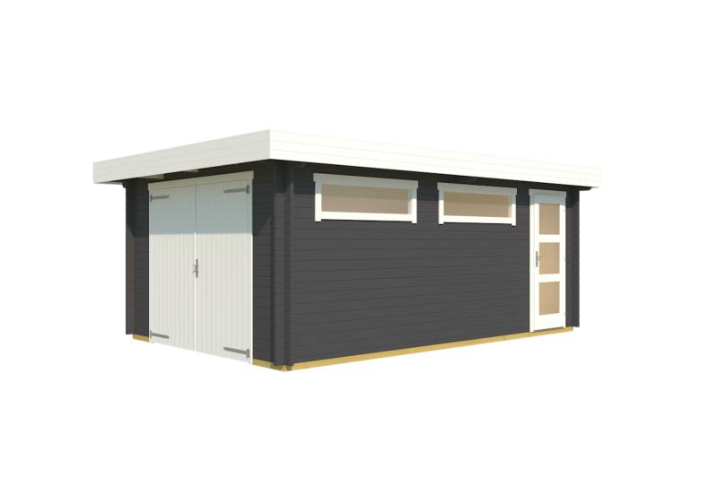 Weka Einzelgarage 441 mit 2 Fenstern - 44 mm graphitgrau von Weka