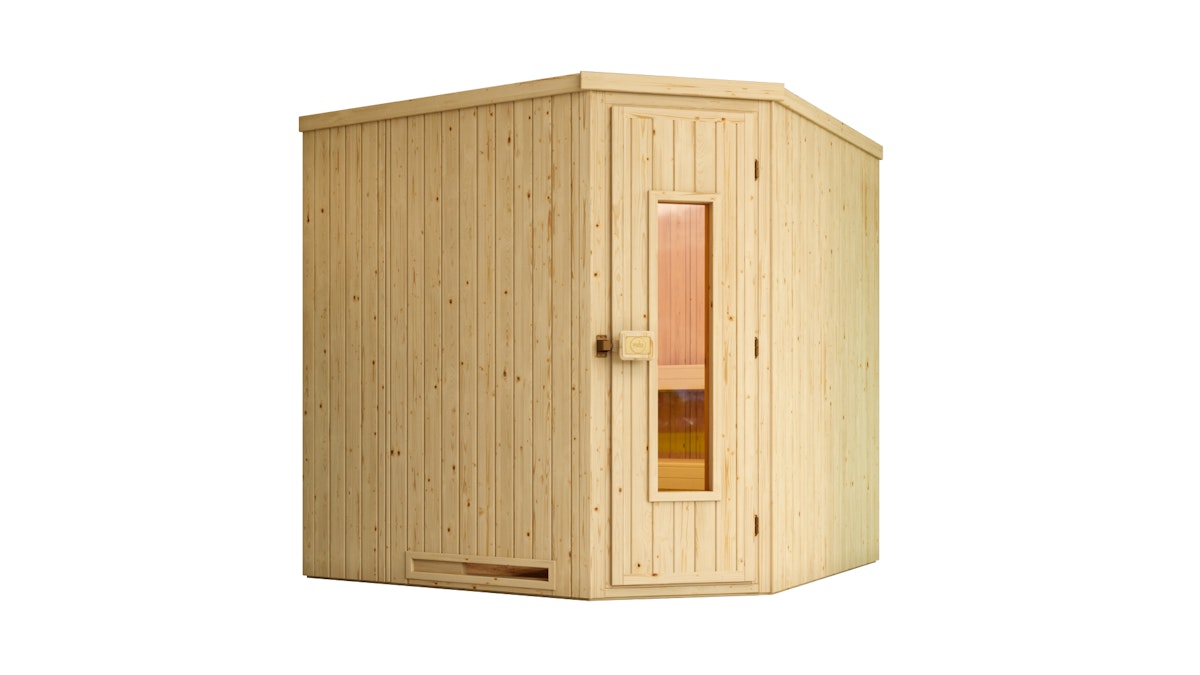 Weka Elementsauna Varberg 3 - 68 mm Sparset 2 inkl. 7,5 kW Bioaktiv-Ofen mit Steuergerät Massivholztür u. Glaseinsatz von Weka