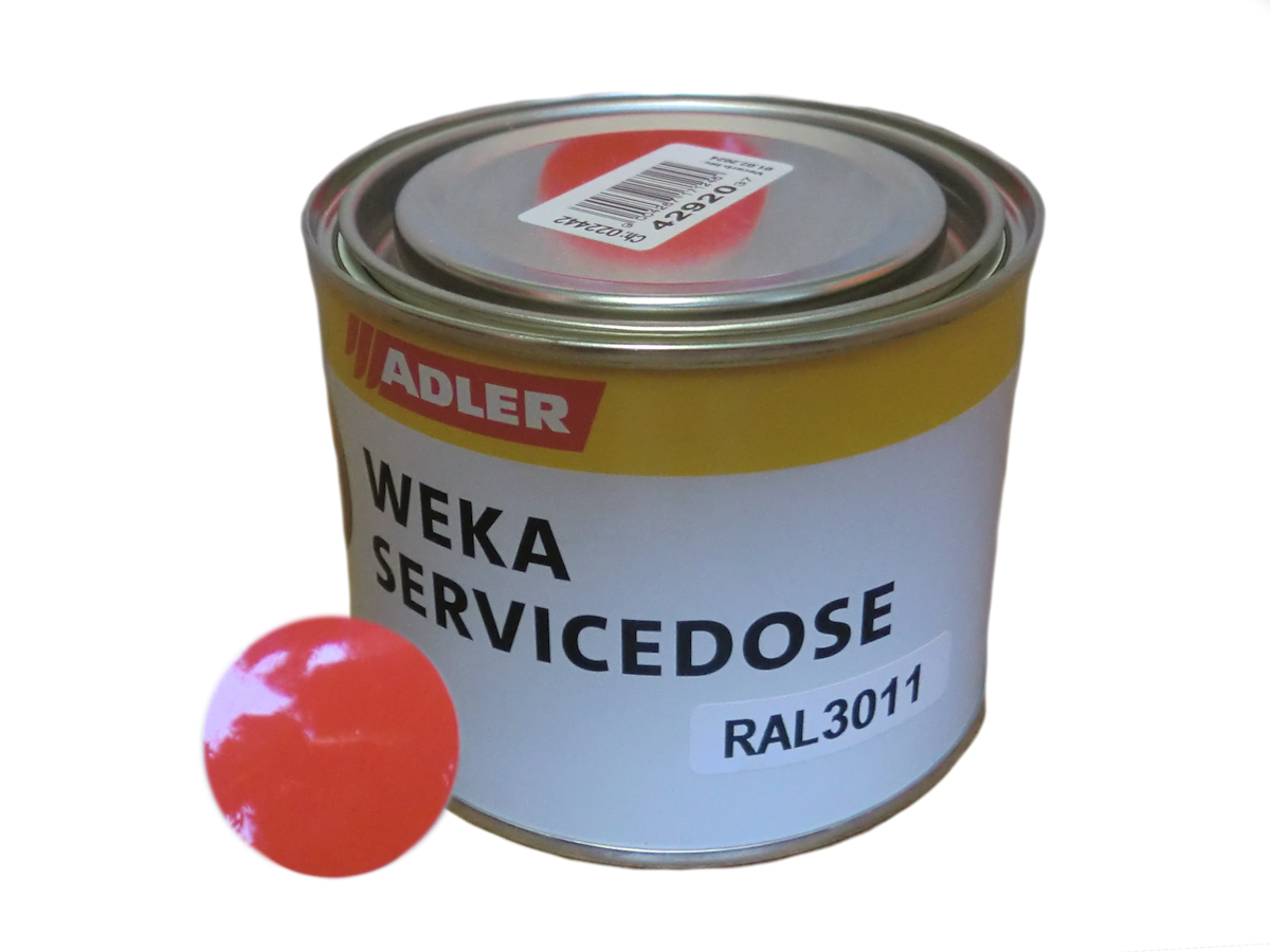 Weka Farbdose 375 ml schwedenrot (RAL 3011) für Ausbesserungsarbeiten von Weka