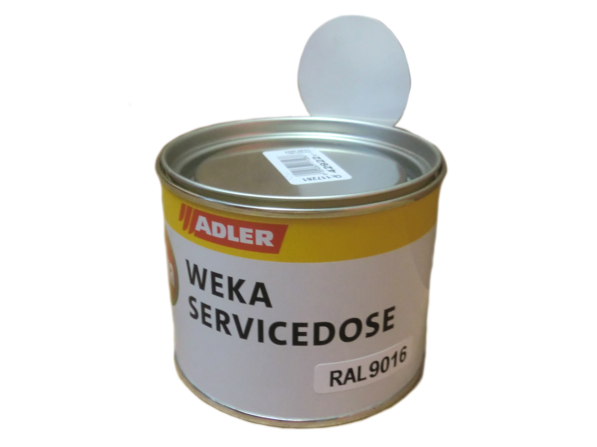 Weka Farbdose 375 ml weiß (RAL 9016) für Ausbesserungsarbeiten von Weka