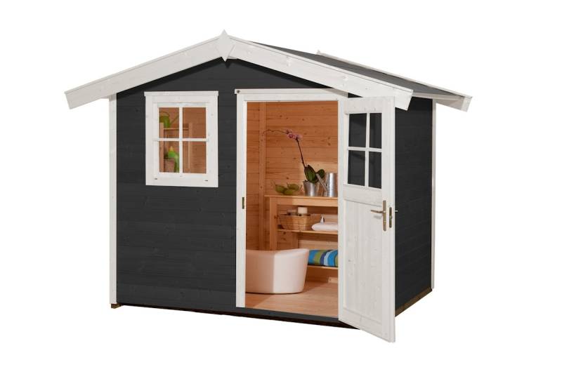 Weka Gartenhaus 123 - 28 mm anthrazit 240 x 235 cm inkl. Einzeltür/Fenster (Gr. 2) - 50 % Rabatt auf Dacheindeckung von Weka