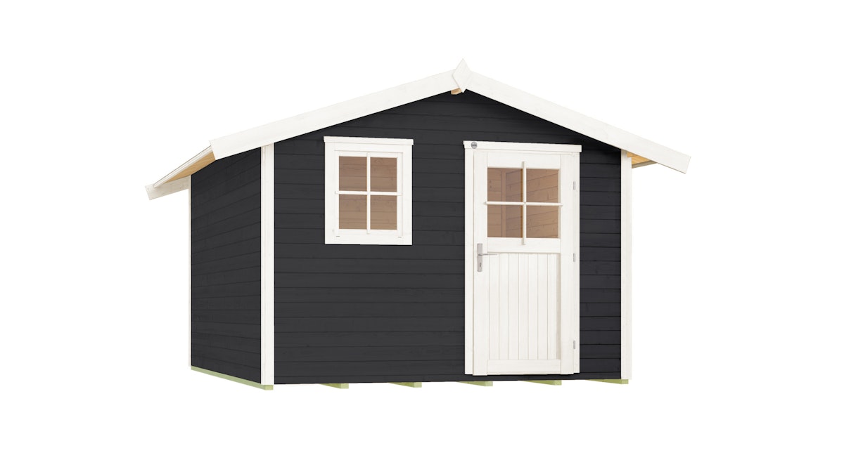 Weka Gartenhaus 123 - 28 mm anthrazit 300 x 295 cm inkl. Einzeltür/Fenster (Gr. 5) - 50 % Rabatt auf Dacheindeckung von Weka