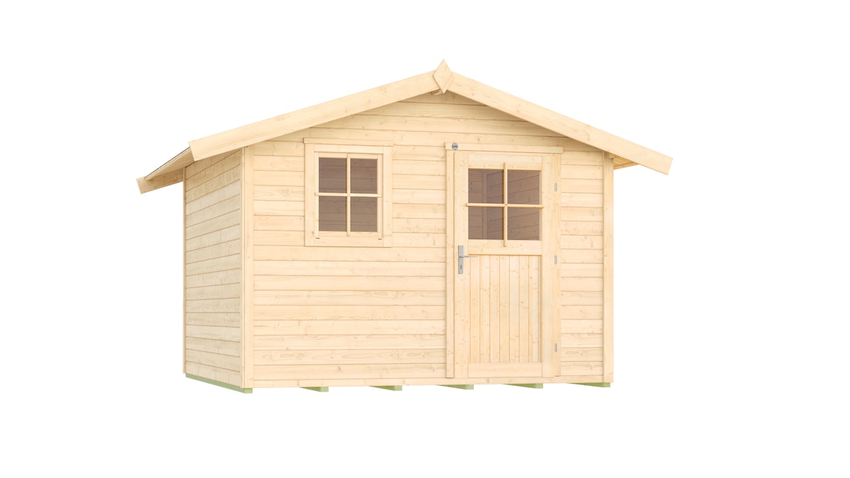 Weka Gartenhaus 123 - 28 mm naturbelassen 300 x 235 cm inkl. Einzeltür/Fenster (Gr. 4) - 50 % Rabatt auf Dacheindeckung von Weka