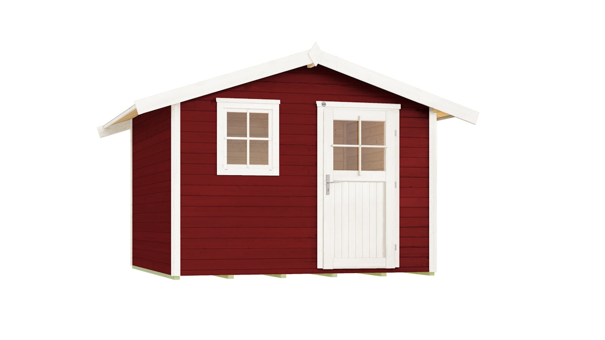 Weka Gartenhaus 123 - 28 mm schwedenrot 300 x 205 cm inkl. Einzeltür/Fenster (Gr. 3) - 50 % Rabatt auf Dacheindeckung von Weka