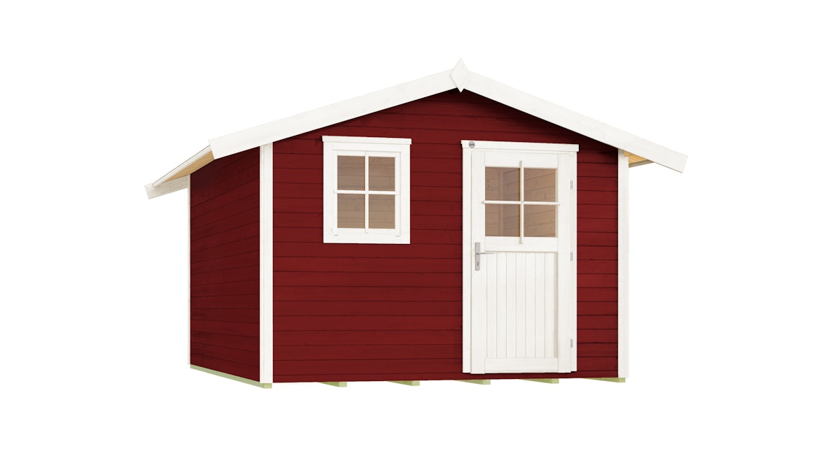 Weka Gartenhaus 123 - 28 mm schwedenrot 300 x 295 cm inkl. Einzeltür/Fenster (Gr. 5) - 50 % Rabatt auf Dacheindeckung von Weka