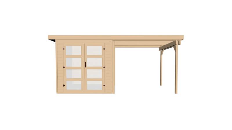 Weka Gartenhaus 321 mit 230 cm Anbau - 19 mm-Gartenhaus 321 mit Anbau 230 cm Gr. 4 (529 x 194 cm) - 50 % Rabatt auf Dacheindeckung von Weka