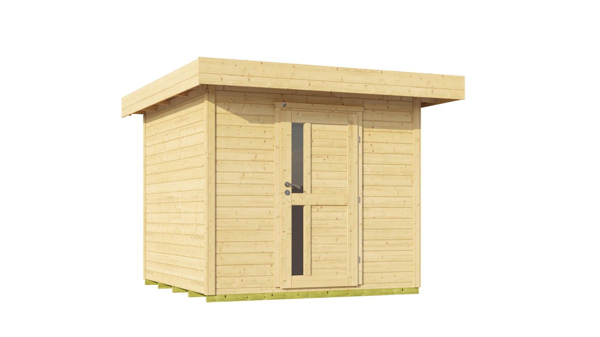 Weka Gartenhaus Designhaus 172 mit Vordach (50 cm) und Design-Einzeltüre naturbelassen Gr. 1 (235 x 241 cm) - 50 % Rabatt auf Dacheindeckung von Weka